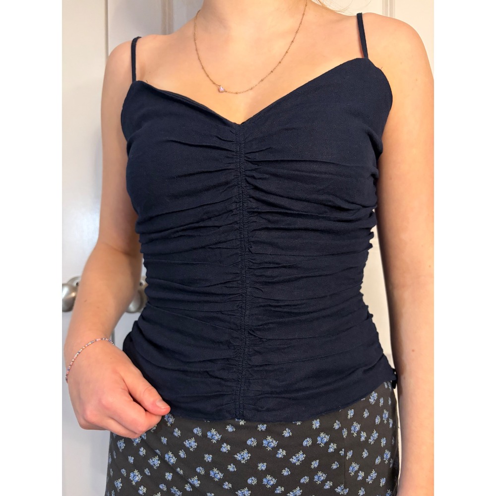 Banana Republic Navy Blue Ruched Cami Top Size 0